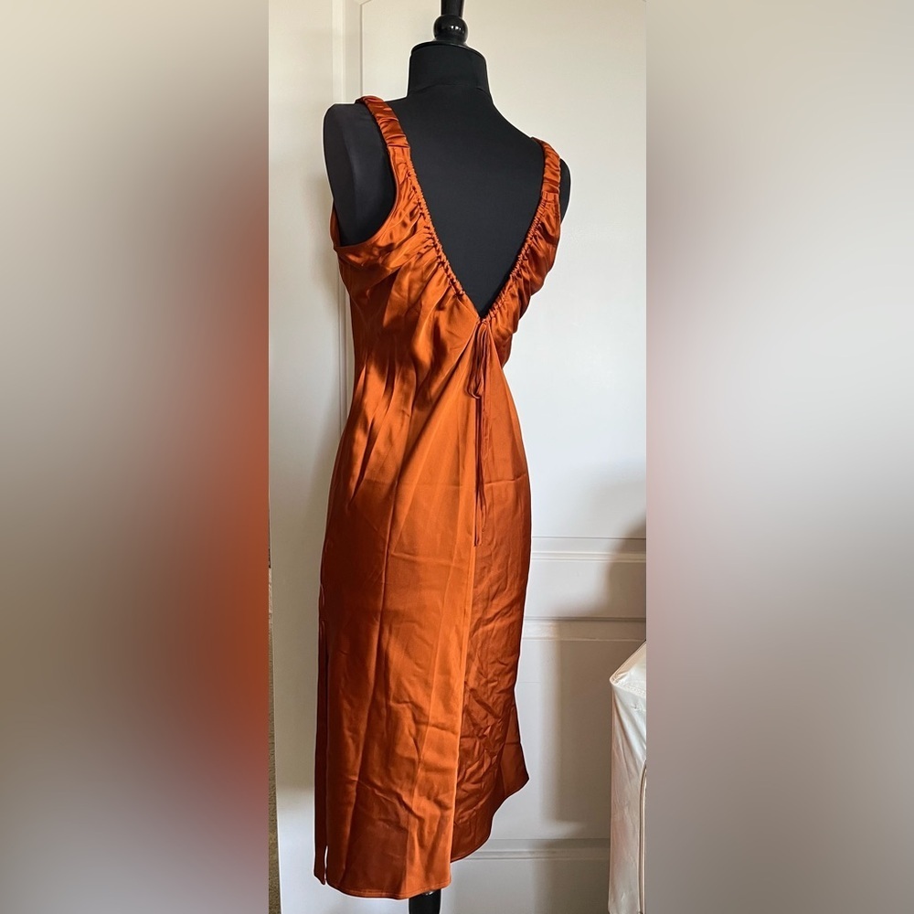 Women's Strappy V-Neck Midi Slip Dress - Future Collective Rust Small